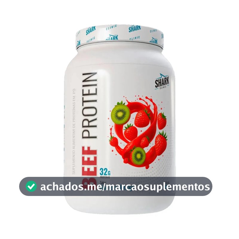 Proteína Shark Pro Beef Isolado Hidrolisado Morango Kiwi em pó x 900g