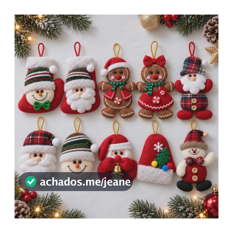10 Pendentes Papai Noel Boneco De Neve Pelúcia Enfeite Arvore Natal Decoração Natalina Qualidade Premium Marca Popsy