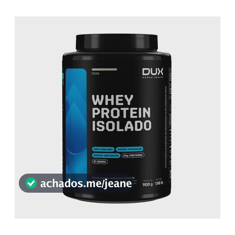 Whey Protein Isolado Dux Nutrition - Pote 900g Sabor Coco
