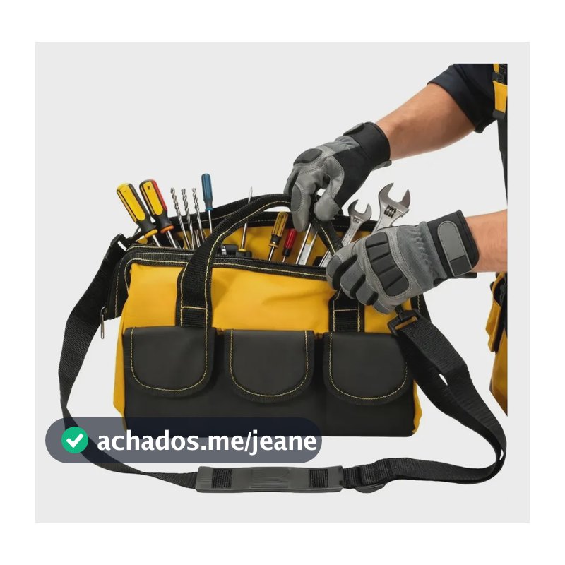 Bolsa Ferramentas Grande Reforçada Manutenção Eletricista Amarelo