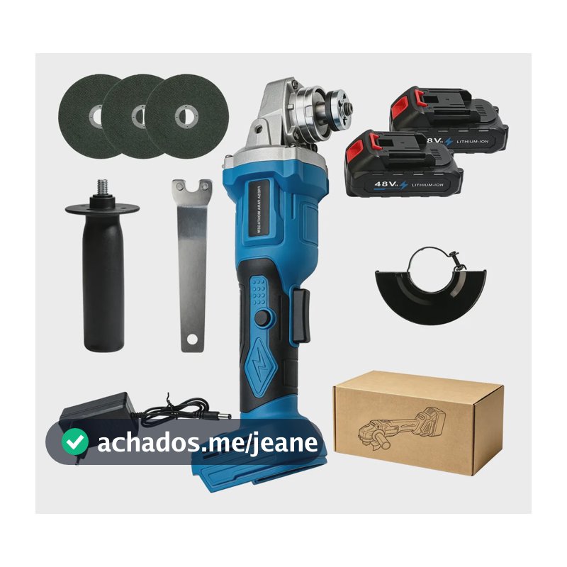 Esmerilhadeira Angular Sem Fio Brushless Kit Com 2 Baterias Azul 48v