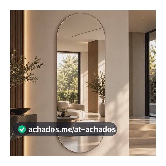 Espelho Mirano Oval Berlim 100x40cm Lapidado Design Moderno Suporte