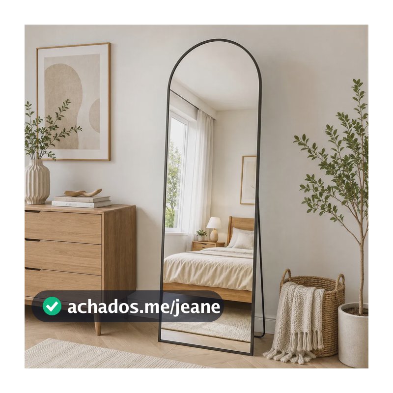 Espelho De Chão Corpo Inteiro Arco 15040cm Moldura Metálica Preto