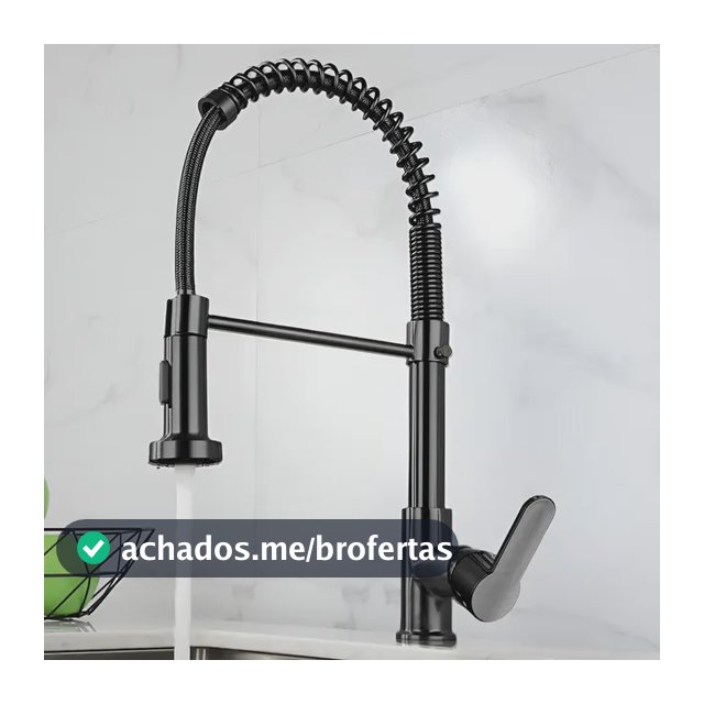 Torneira Cozinha Gourmet Bancada Flexível Monocomando Pia Preto B22-black