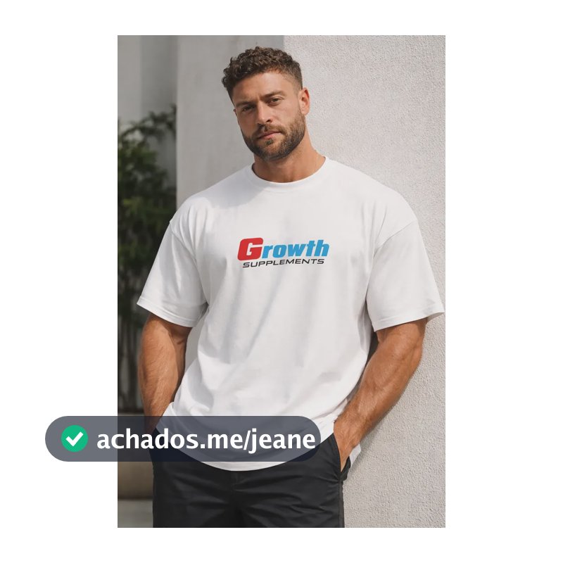 Camiseta Oversized Academia Growth Supplements 100% Algodão Branco G1