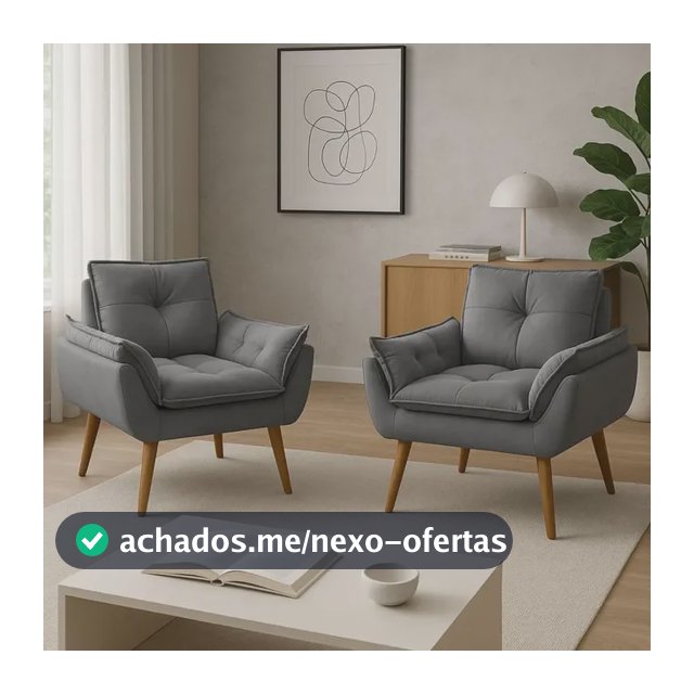 Kit 2 Poltrona Decorativa Opala Sala De Estar Recepção Suede