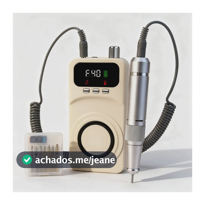 Lixadeira Elétrica Unhas Profissional Motor 40000rpm Led Kit Bege 127/220v