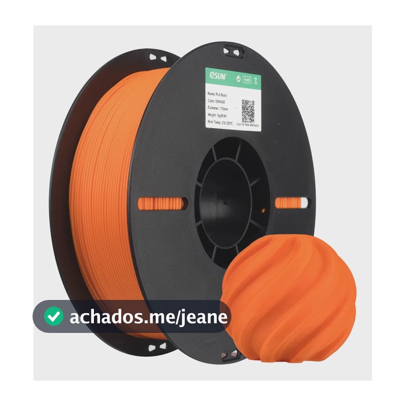 Filamento 3d Esun Pla 1.75mm 1kg Laranja Carretel Laranja