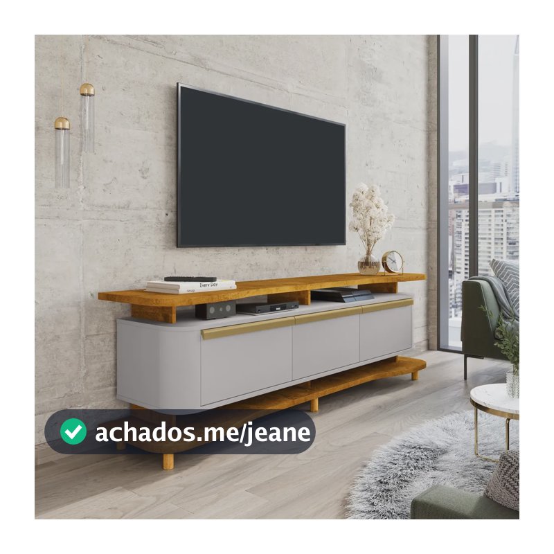 Rack Organico Para Tv Até 75 Polegadas Guarapari 3porta Sala Naturalle/off-white