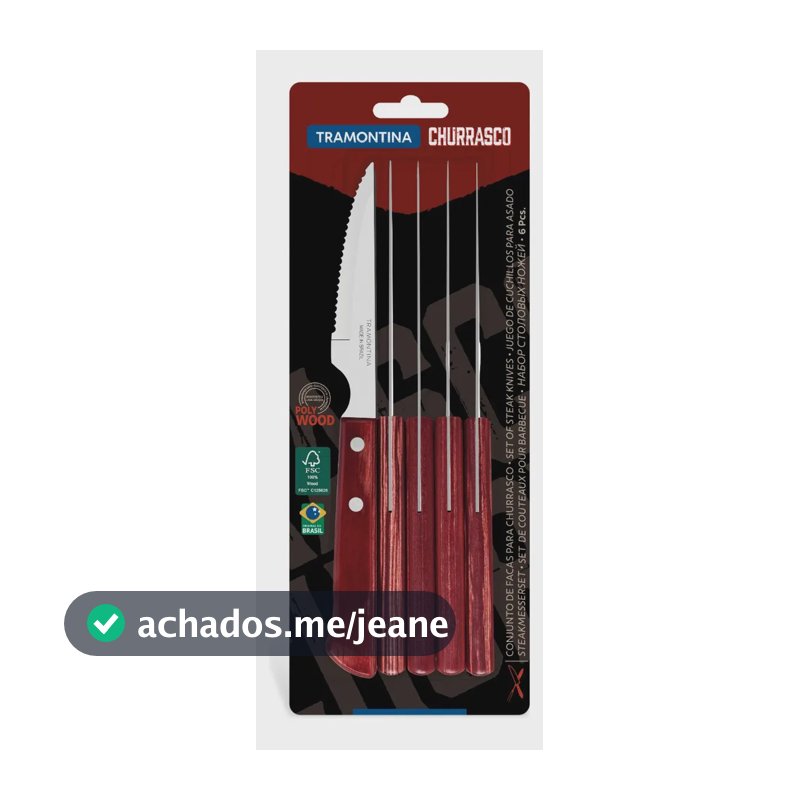 Conjunto Facas Para Churrasco Tramontina Vermelho 6pçs Vermelho