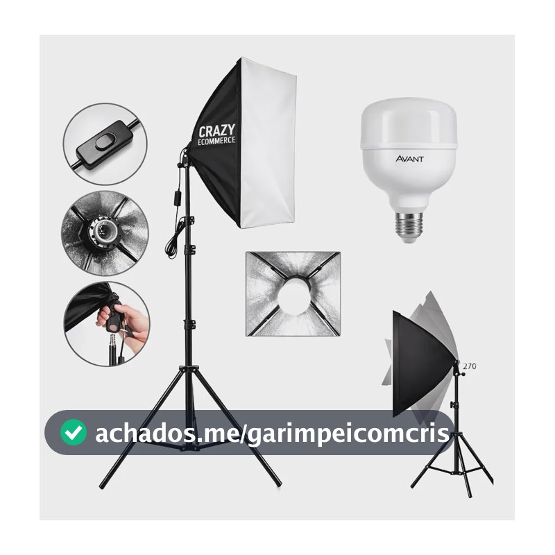 Kit Softbox + Lampada Led Estúdio Luz Continua Tripe 2metros 127/220v