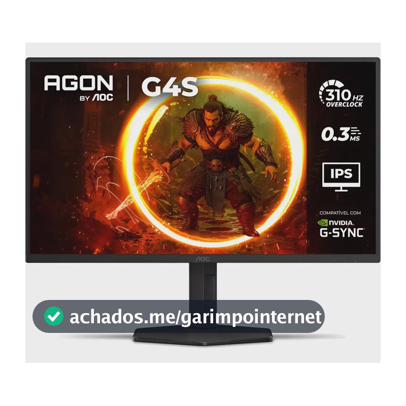 Monitor Gamer AOC AGON G4S 25" 310Hz 0.3ms HDR400 IPS Base Ajustável 25G4S/P Preto