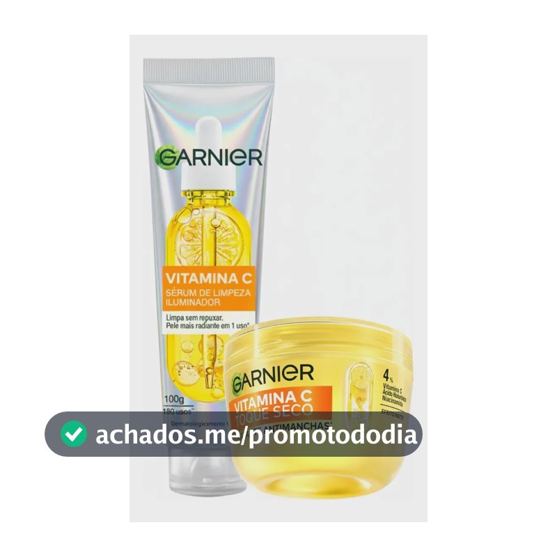 Garnier Kit Vitamina C, Sérum de Limpeza Iluminador, Serumnete 100g + Hidratante Facial Toque Seco Antimanchas 85g