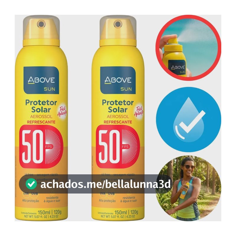 Kit 2 Filtro Solar Protetor Above Fator 50 FPS Spray 150ml