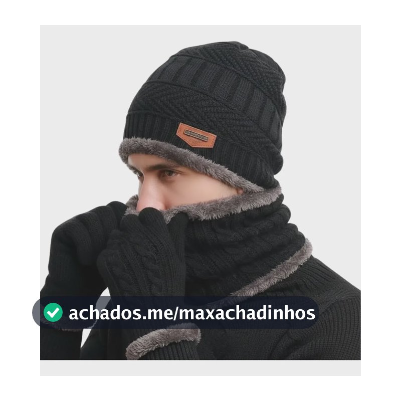 Kit Inverno Completo Touca Luva Touch Protetor Pescoço Preto Un