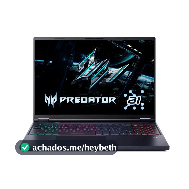 Notebook Gamer 16" Predator Helios Neo 16 IA Processador Intel Core Ultra 7 13ª Geração Placa de vídeo NVIDIA GeForce RTX 5070 8GB 16GB RAM DDR5 512GB SSD Tela WQXGA 240Hz Windows 11 Wi-Fi 6E