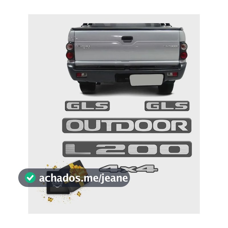Kit Emblema Adesivo Resinado Mitsubishi L200 Outdoor Gls 4x4