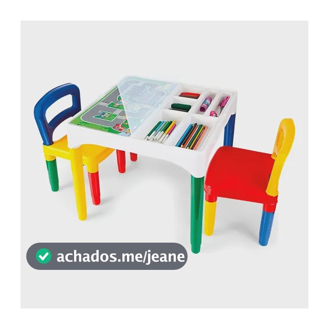 Mesinha Infantil Com 2 Cadeiras Poliplac Com Nf Multicolor