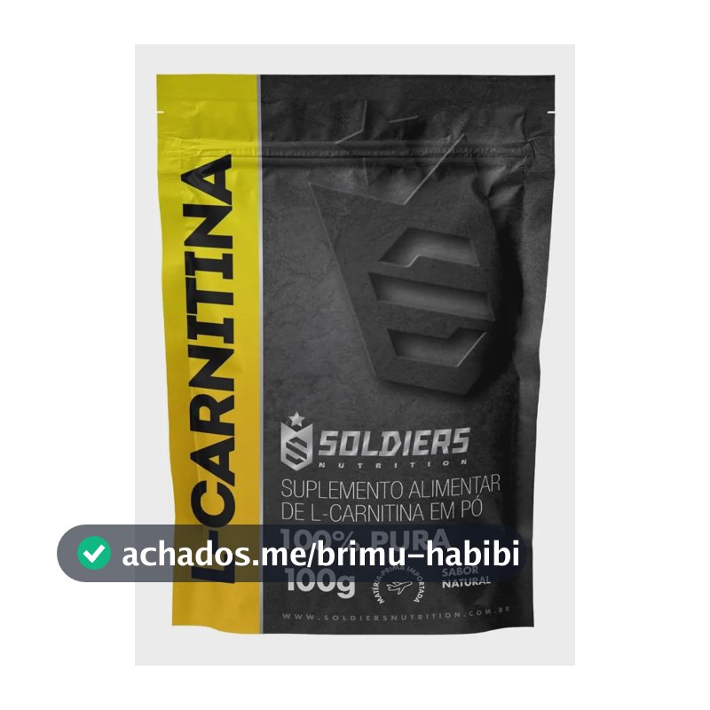 L- Carnitina 100g Em Pó 100% Pura Soldiers Nutrition Suplemento Recuperação Muscular