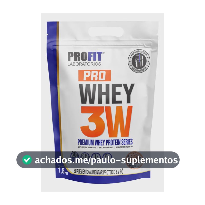 Whey Protein Isolado Concentrado 3w Premium 1,8kg - Profit Sabor Cookies And Cream
