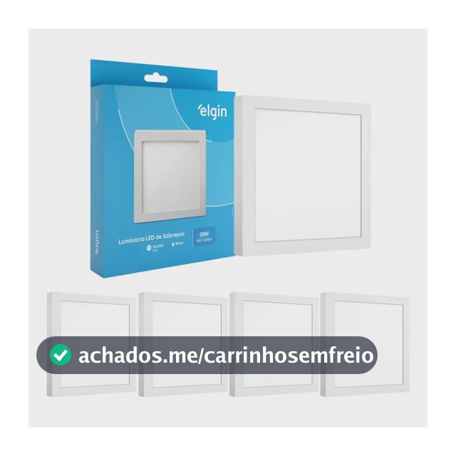 Kit 4 Painel Plafon Led 24w Sobrepor Quadrado 110v/220v 127/220v Branco-frio