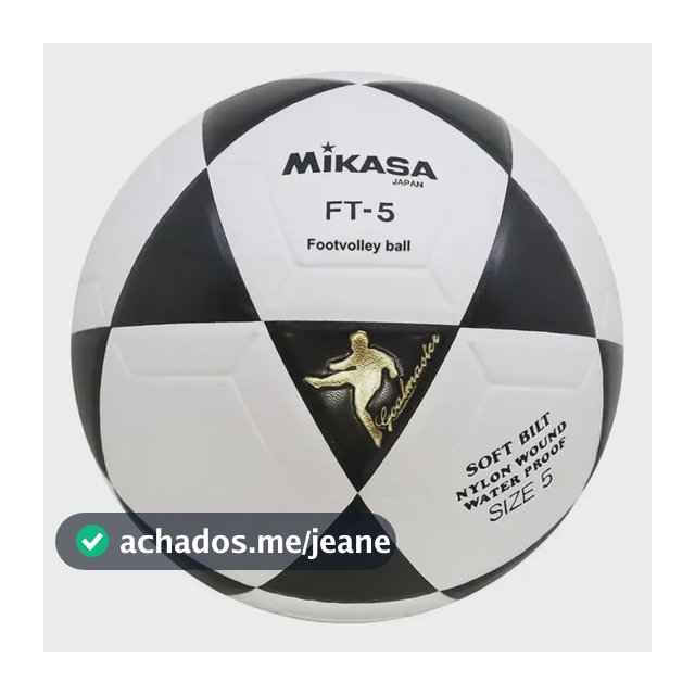 Bola de Futevolei FT5 Couro Sintetico Laminado Branco E Preto MIKASA