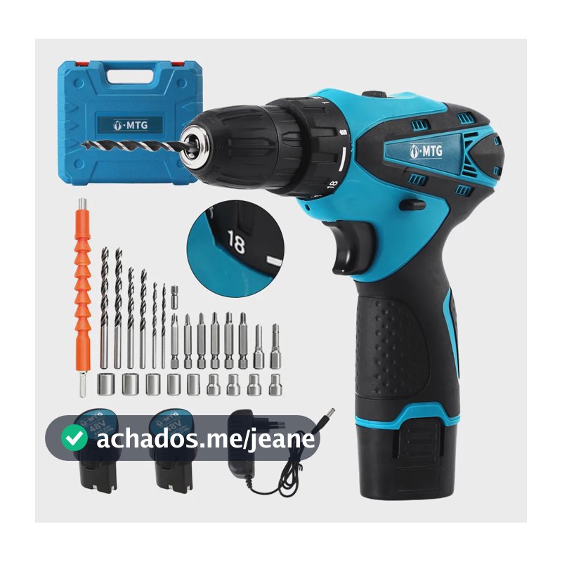 Furadeira 48v Parafusadeira Kit 2 Baterias Maleta Mtg Azul-aço 127/220v 50hz/60hz