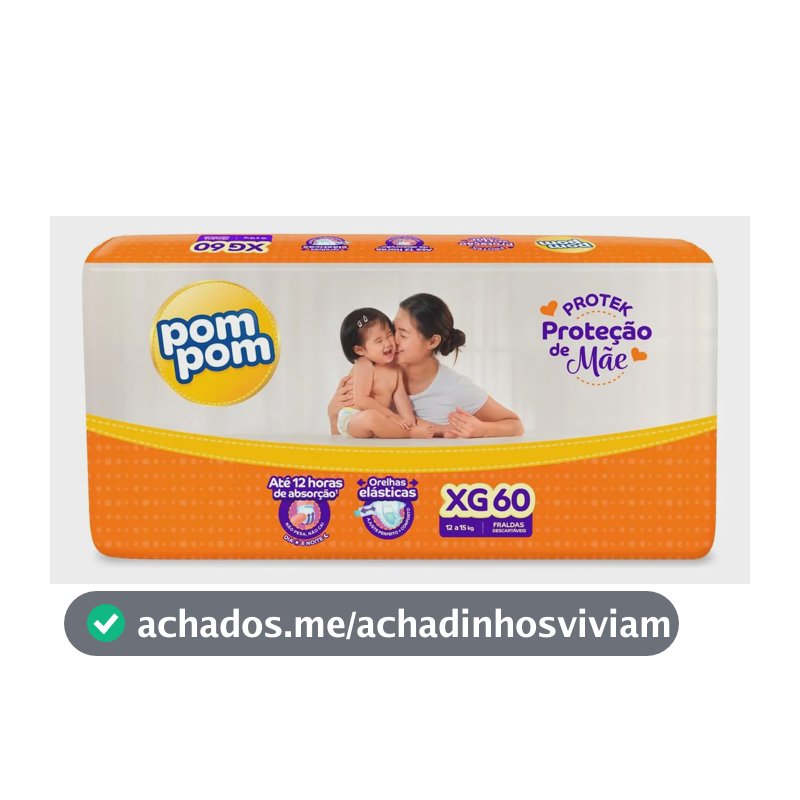 Fralda Pom Pom Protek XG Proteção de Mãe com 60 Unidades