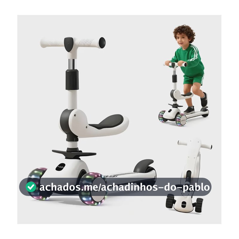 Patinete Infantil 3 Rodas Com Luz Led Menino Menina 40 Kg