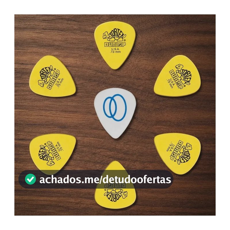 6 Palhetas Dunlop Tortex Standard .73mm cor Amarela + 1 Palheta Groover Palheta para Guitarra Baixo Violão
