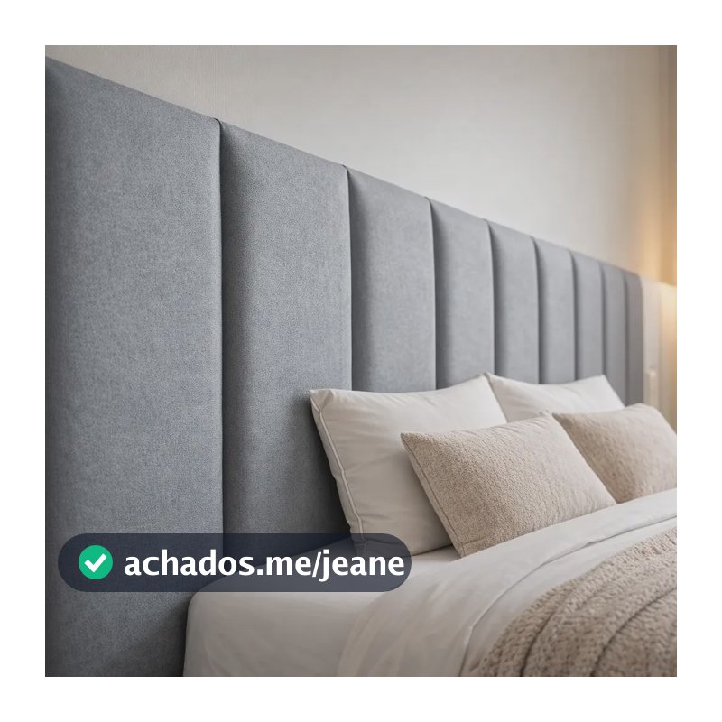 Kit Cama King 10 Placas Cabeceira Modular Estofada 45x20cm Prata