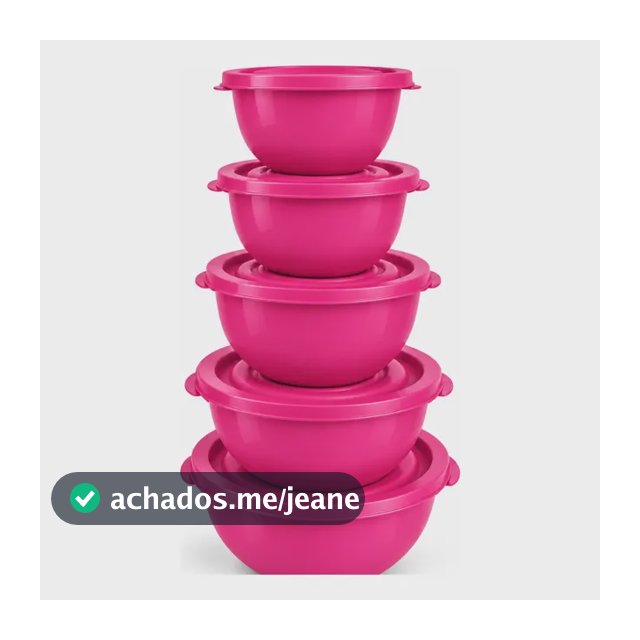 Jogo 5 Potes Plástico Vasilha Bowl Redondo Bacia Resistente