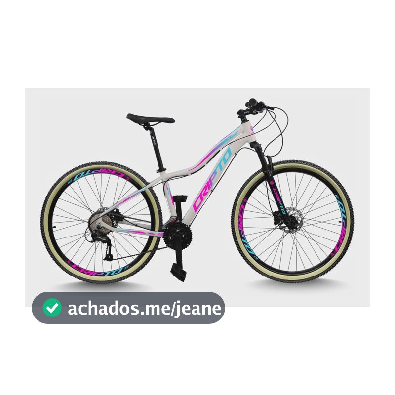 Bicicleta Aro 29 Mtb Cripto 24v Freios A Disco Pneu Bege Cor Preto/azul E Rosa Tamanho Do Quadro 15