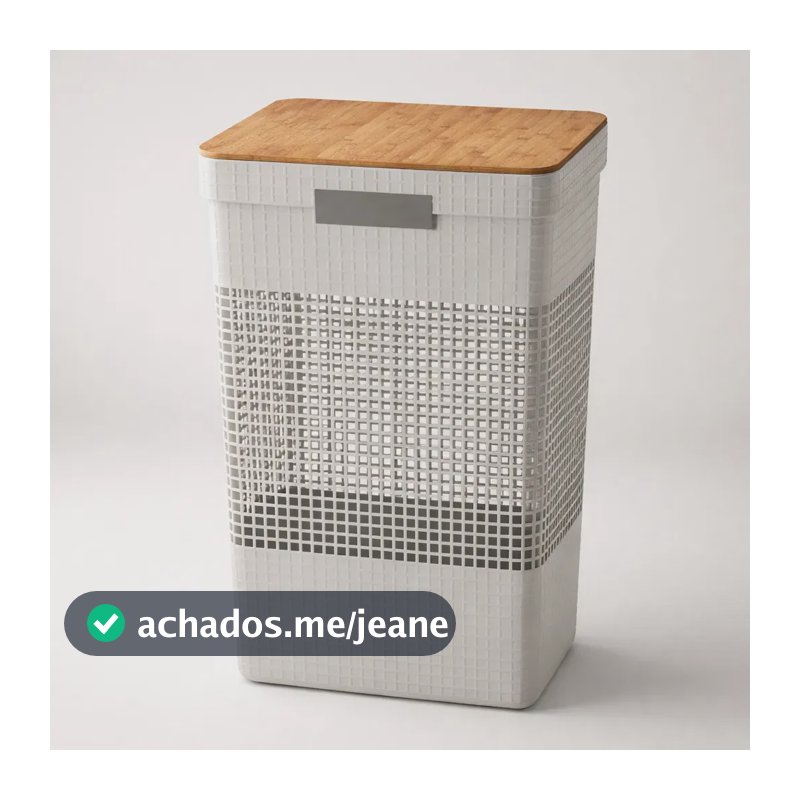 Cesto Roupas Grid 49l Tampa Bambu Cg455bgf - Ou Cor Bege