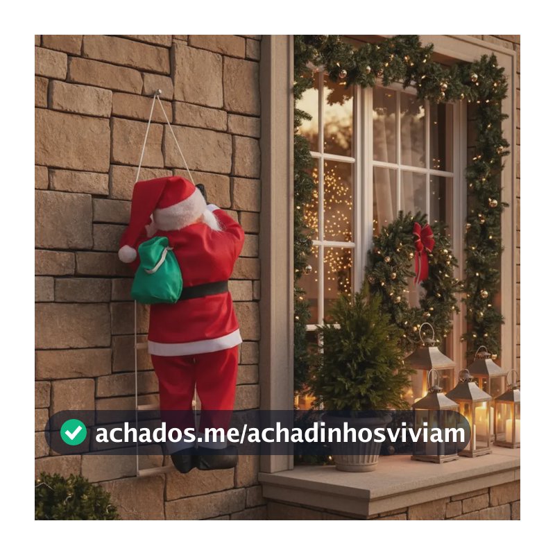 Papai Noel Subindo Escada 60cm Enfeite Varanda Escalador  Vermelho Não Possui.