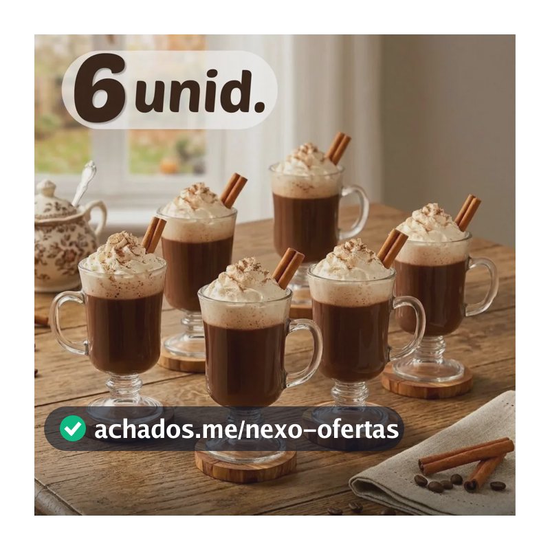 Jogo 6 Canecas Xícara 120ml Nespresso Dolce Gusto Vidro Café Capuccino