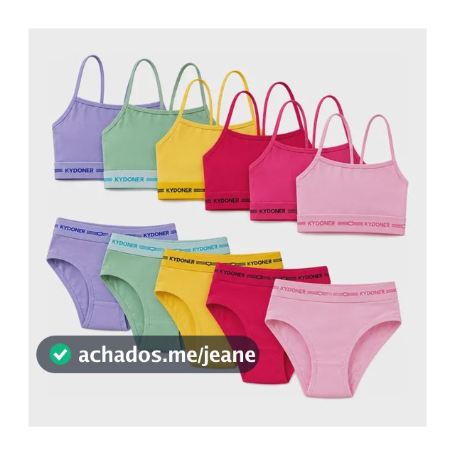 10 Conjuntos Menina Moça Infantil - Kit Calcinha E Top