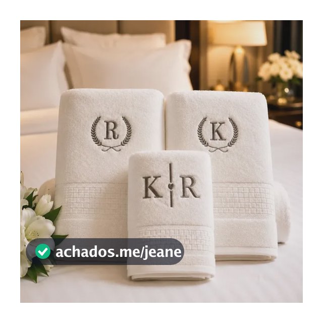 Kit 3 Toalhas Hotel Bordada Atacado Personalizado Grossa Branca