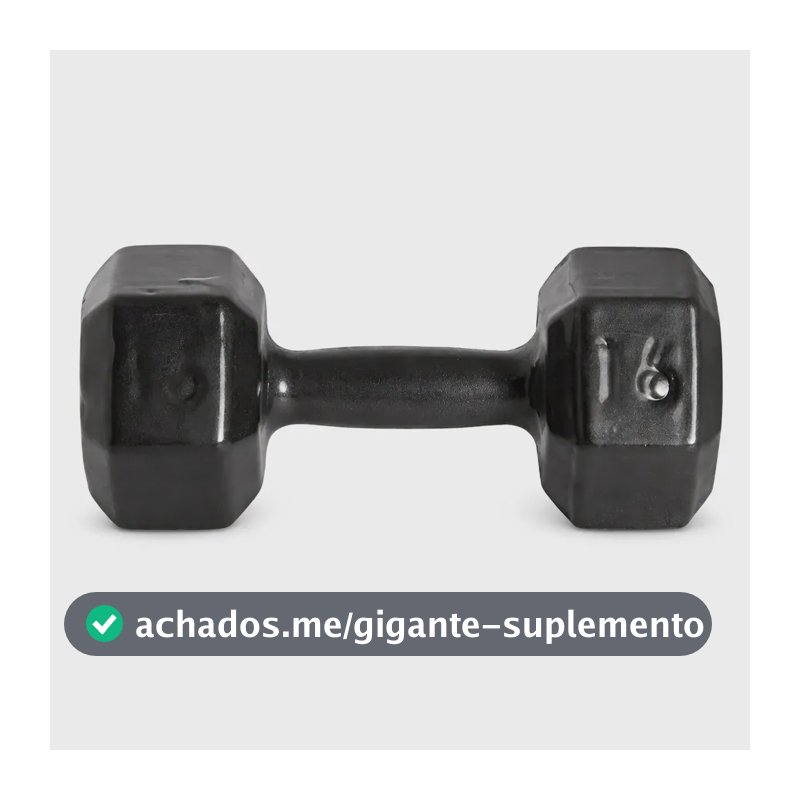 Halter Sextavado 16Kg Emborrachado Academia Muscular Fisioterapia Força Levantamento Físicos Fundido Esporte Fitness Arremesso Treino Peso Musculação Musculo Remada Anilha Ginástica Atleta Resistência