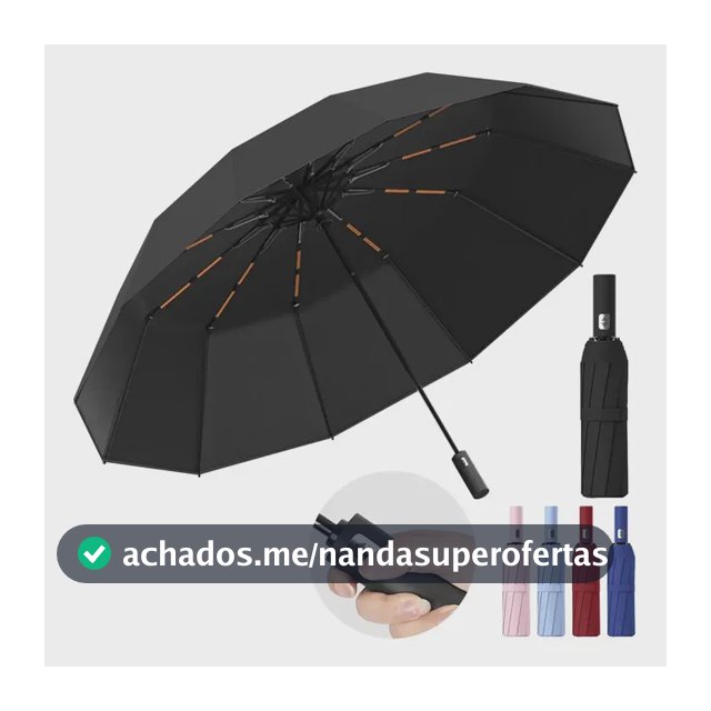 Guarda Chuva Abre E Fecha Automático Reforçado  Contra Vento Preto Pano De Impacto