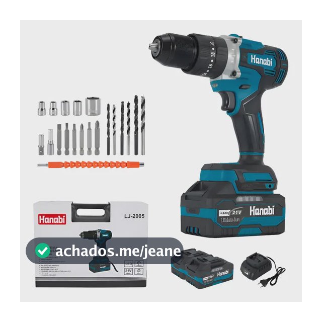 Parafusadeira Furadeira Impacto 80nm 13mm Brushless Sem Fio Azul-petróleo 127/220v 50hz / 60hz