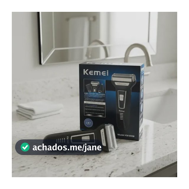Aparador Barbeador Kemei KM-6558 Recarregável Sem Fio 3 em 1 Bivolt Preto