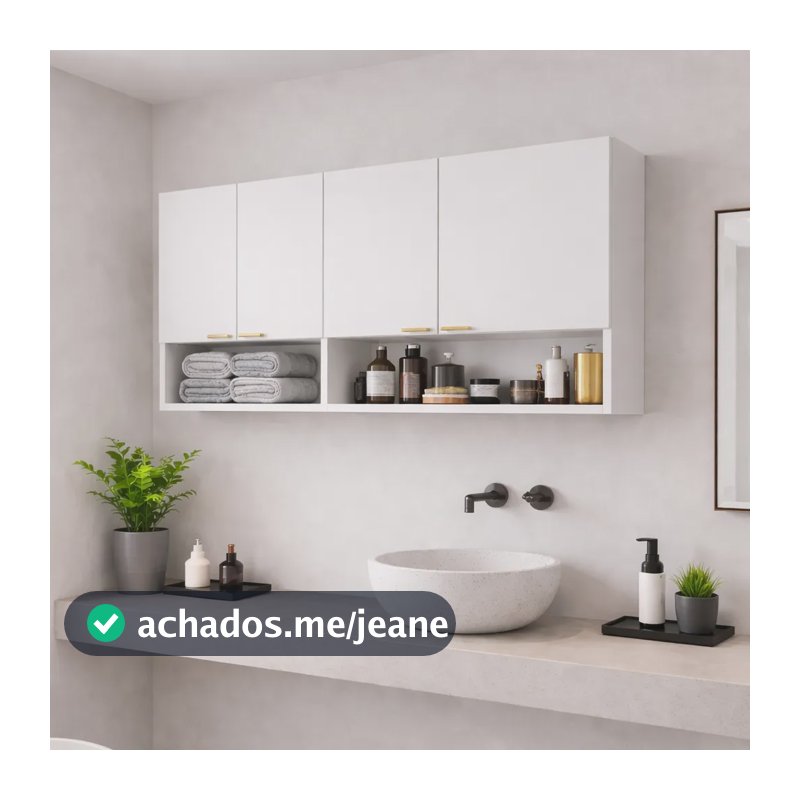 Módulo Suspenso Dispensa Parede Nicho Vazado 120cm 4 Portas Branco