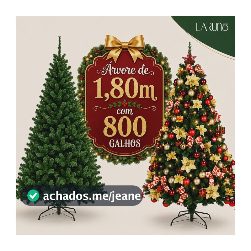 Árvore De Natal Canadense 1,80m Com 800 Galhos Pinheiro Luxo Grande Decoração Natal para Casa LARUNO