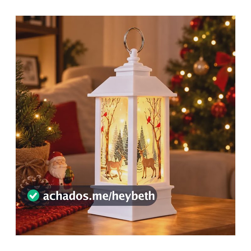 Enfeite Natalino Lamparina Nevada Decoração De Lanterna Nata Branco