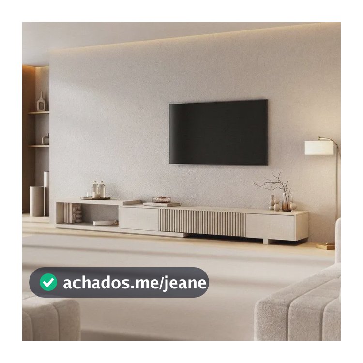 Rack Extensível Para Tv Até 75 Polegadas 304cm Portas Bege