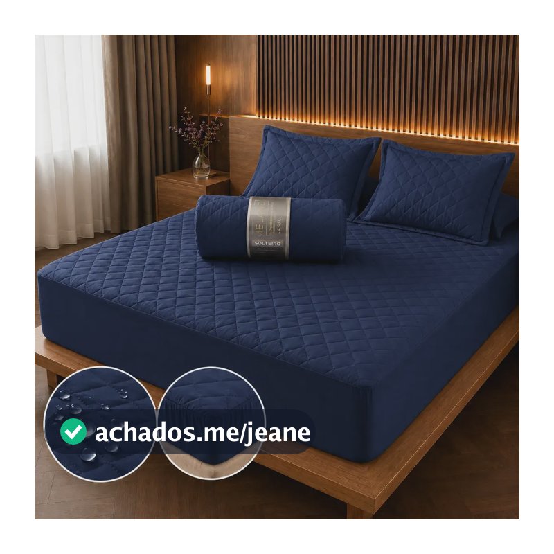 Protetor De Colchão Impermeável Antialérgico Envio Imediato Azul-marinho Matelado Queen