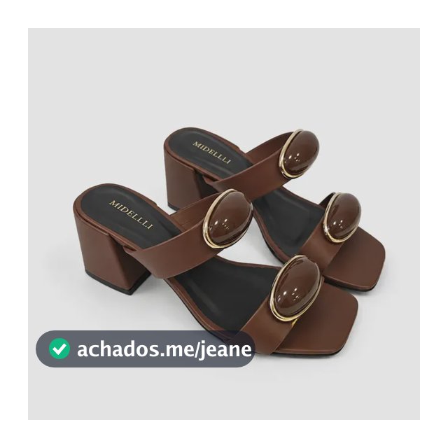 Sandália Feminina Tamanco Salto Bloco Grosso 6cm C/ Dourado