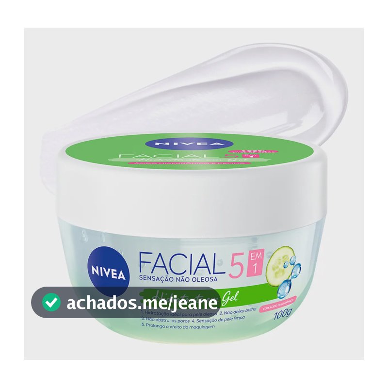 NIVEA Hidratante Facial em Gel Ultraleve 5 em 1 100g, BBB 26, Hidratação Intensa 48h, Prepara para Maquiagem, Sensação Refrescante, Cuidado Facial