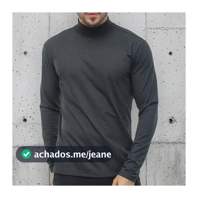 Camiseta Gola Alta Masculina Manga Longa Malha Eco Premium